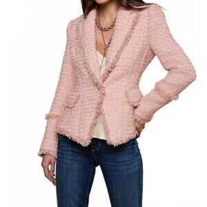 NEW L'AGENCE kaisley tweed blazer in dusty pink